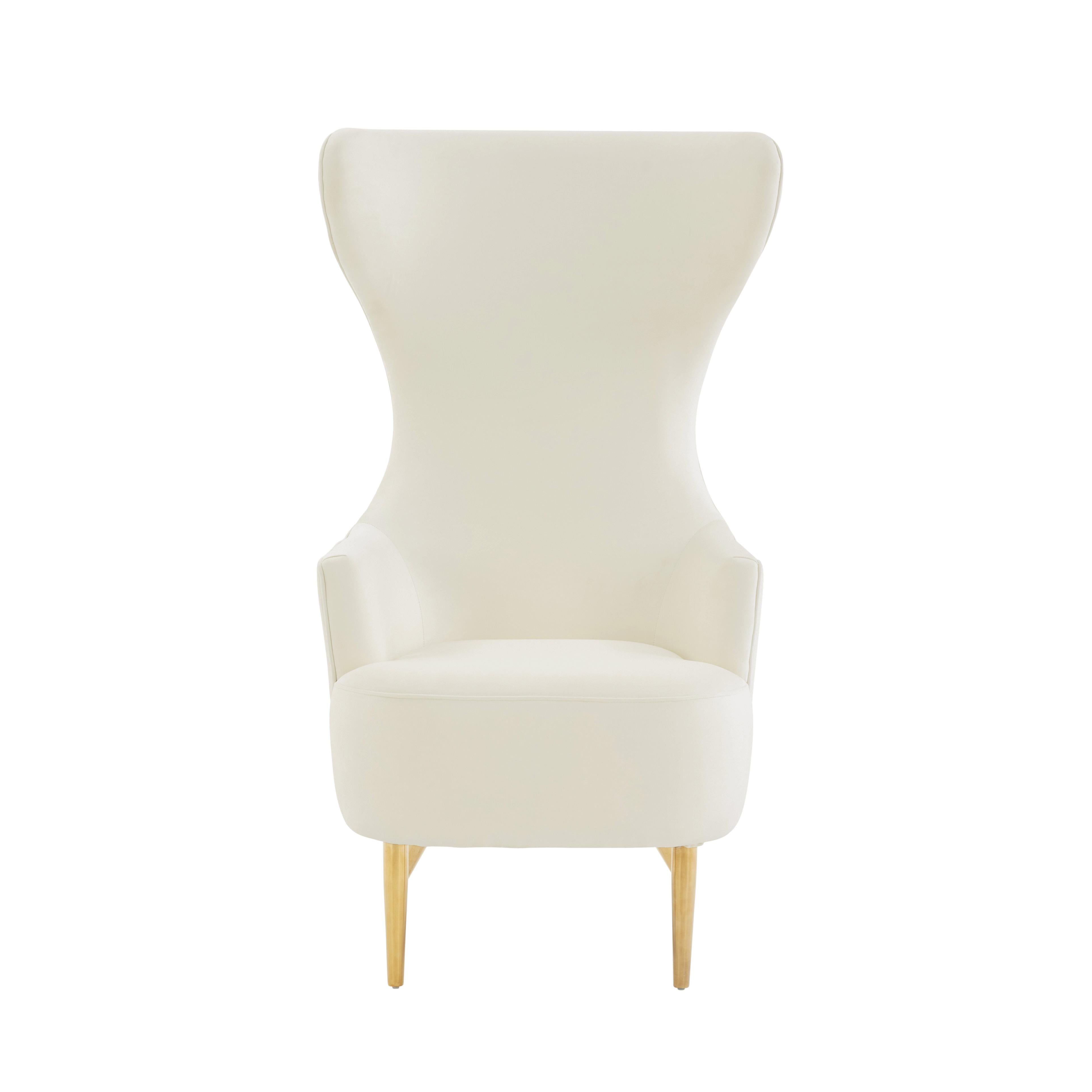 Cream velvet wingback chair deals