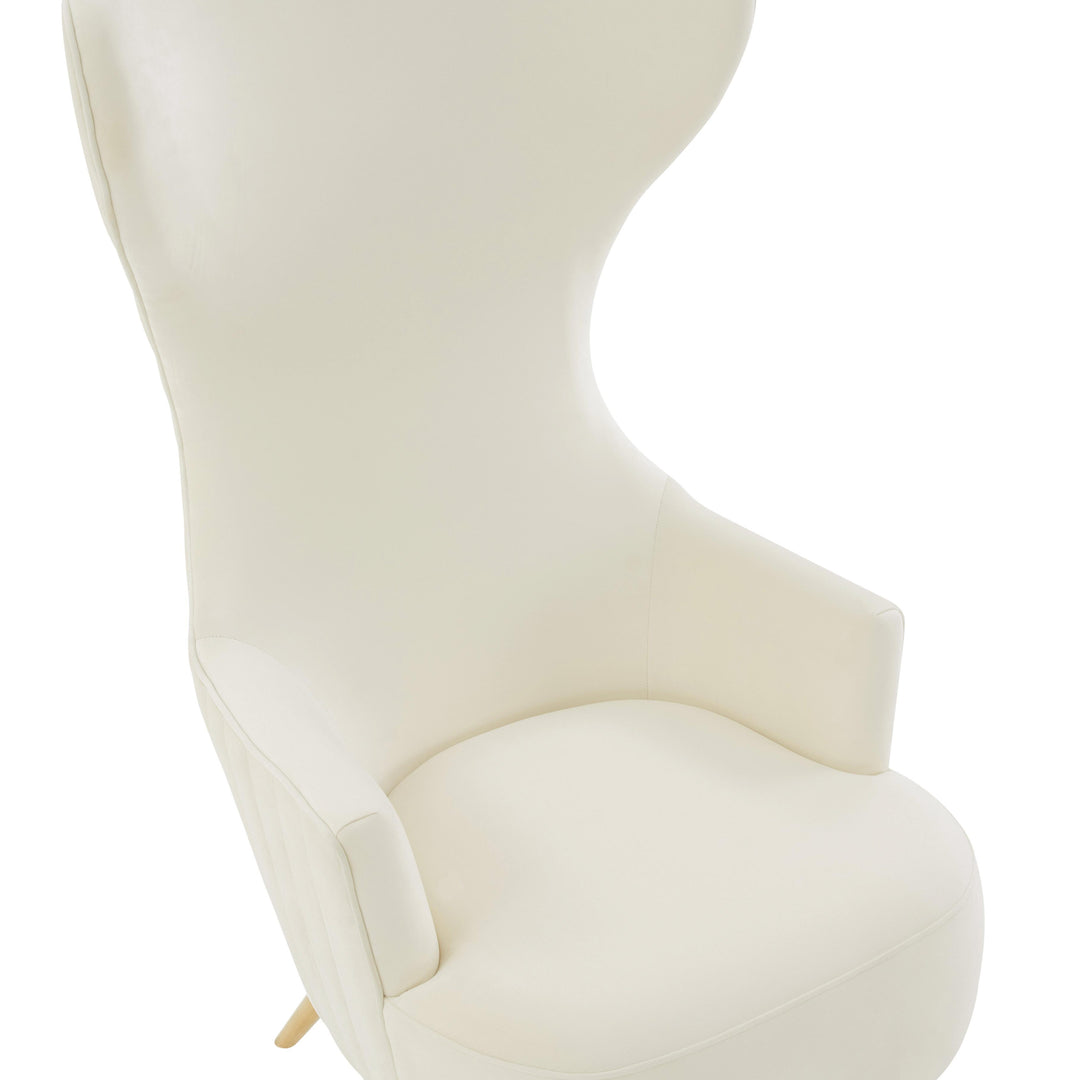 Julia Cream Velvet Channel Tufted Wingback Chair