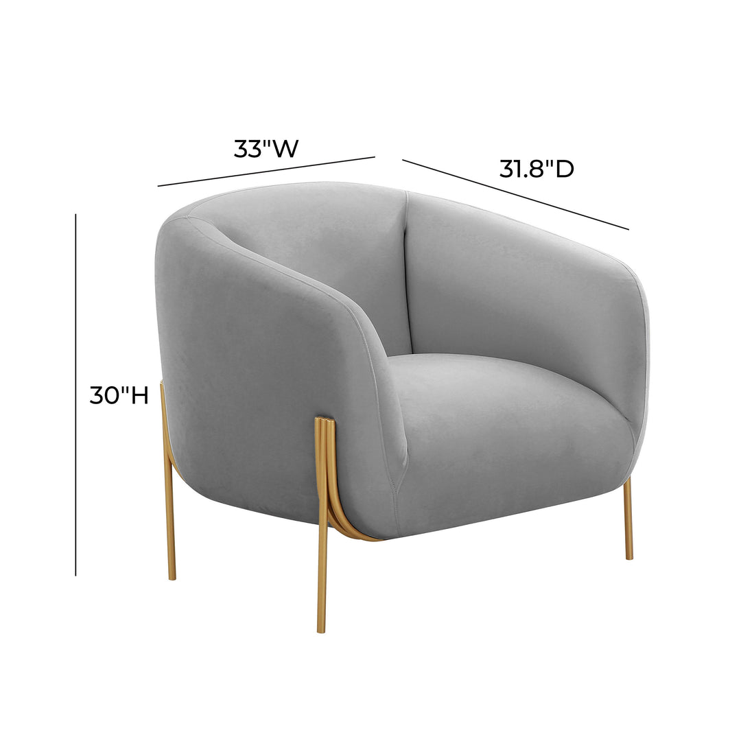 Kandra Grey Velvet Accent Chair