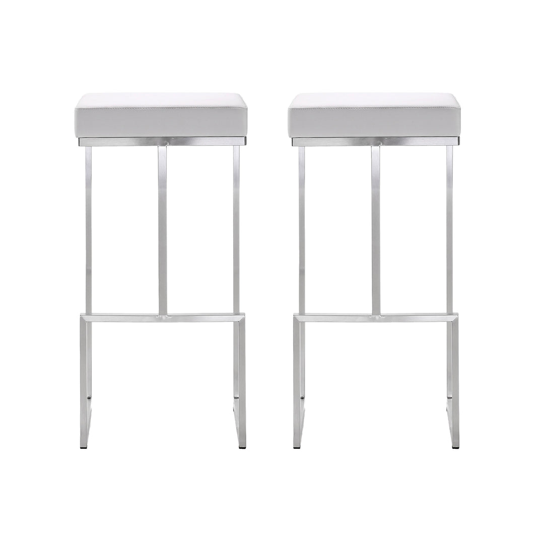 Ferrara White Stainless Steel Barstool - Set of 2