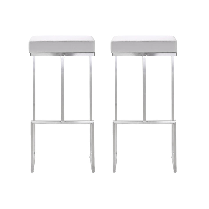 Ferrara White Stainless Steel Barstool - Set of 2