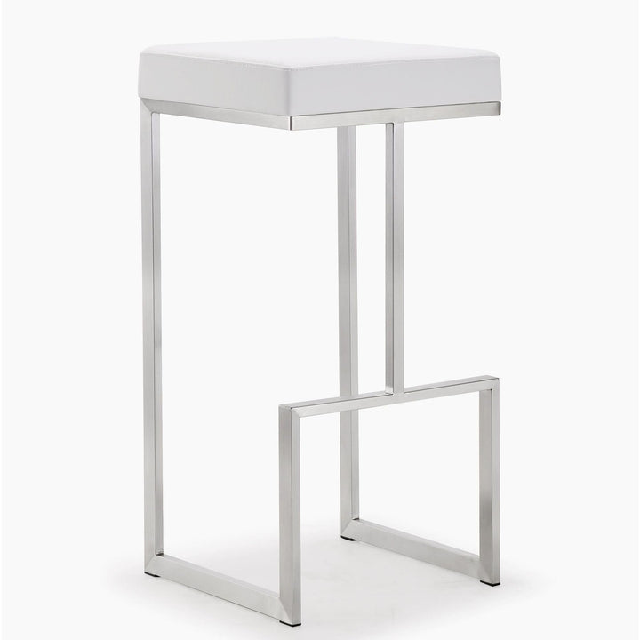 Ferrara White Stainless Steel Barstool - Set of 2