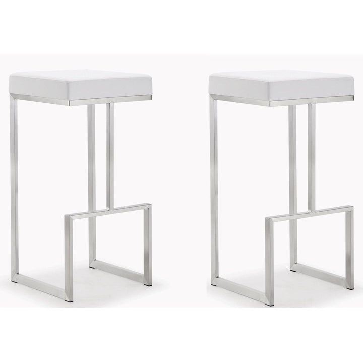 Ferrara White Stainless Steel Barstool - Set of 2