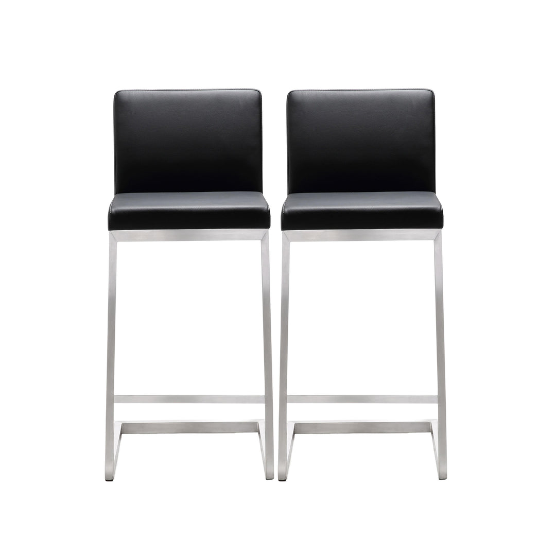 Parma Black Stainless Steel Counter Stool - Set of 2