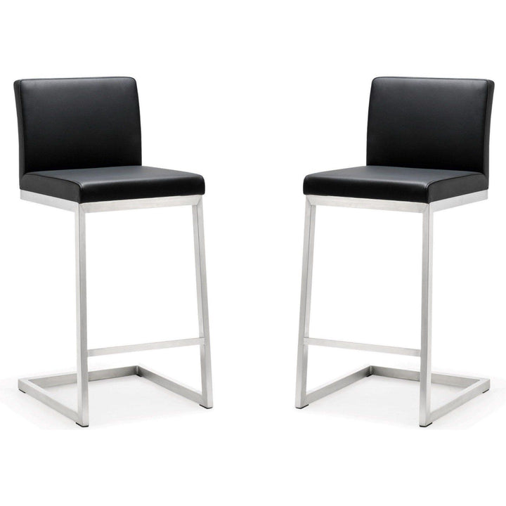 Parma Black Stainless Steel Counter Stool - Set of 2