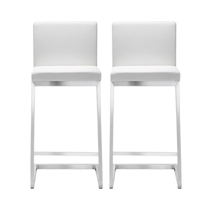 Parma White Stainless Steel Counter Stool - Set of 2