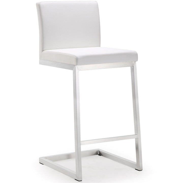 Parma White Stainless Steel Counter Stool - Set of 2