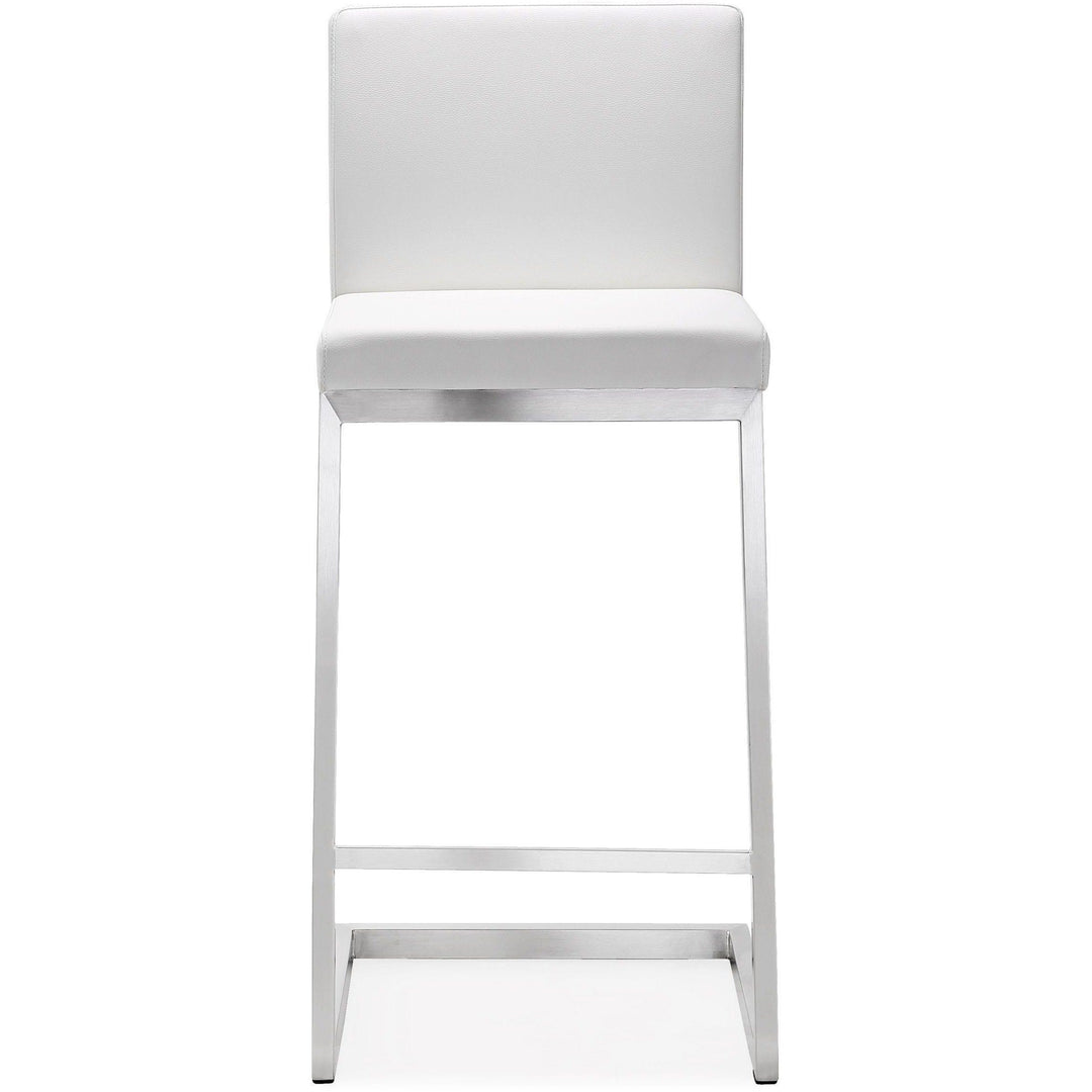 Parma White Stainless Steel Counter Stool - Set of 2