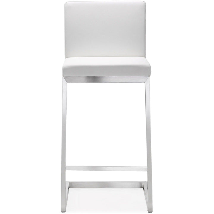 Parma White Stainless Steel Counter Stool - Set of 2