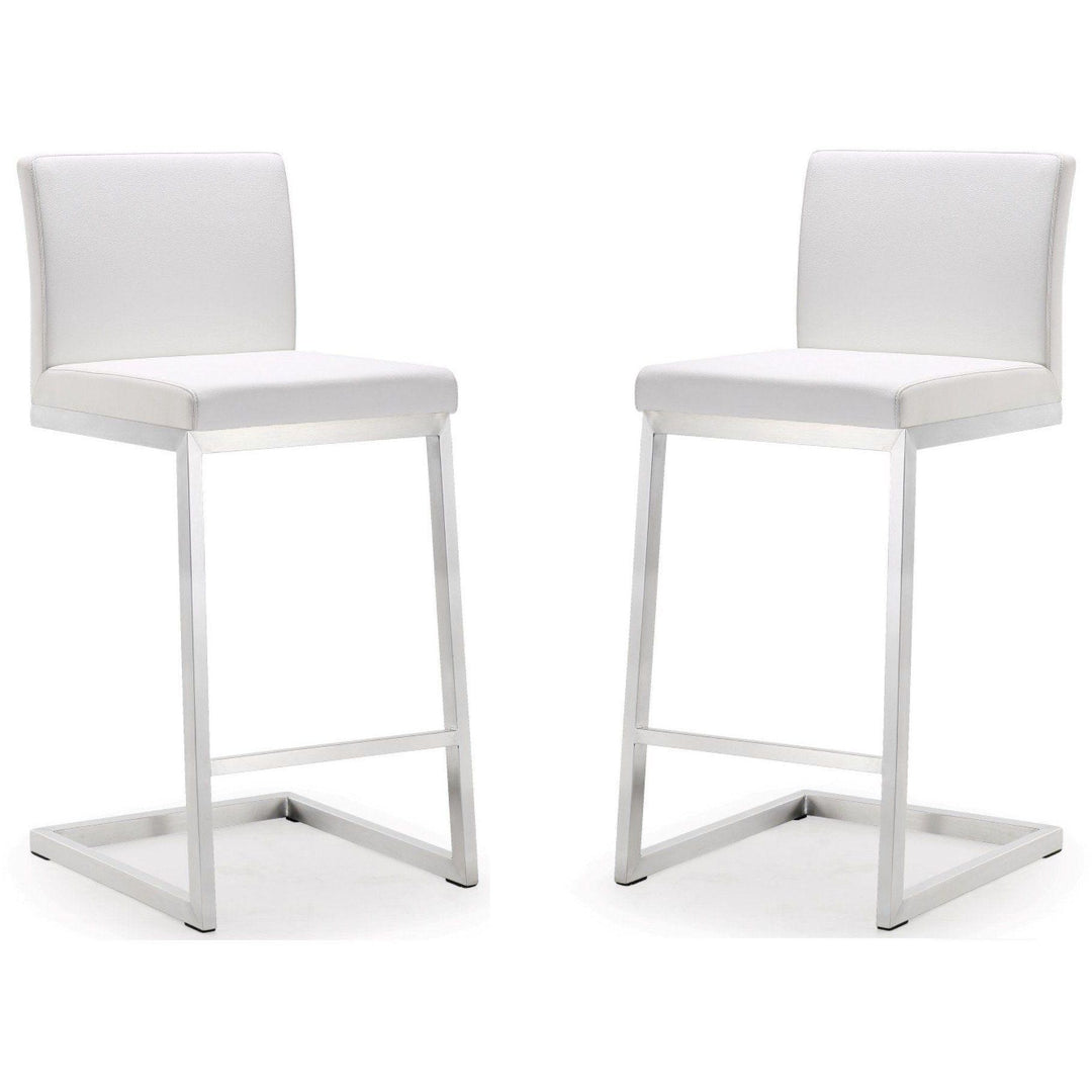 Parma White Stainless Steel Counter Stool - Set of 2