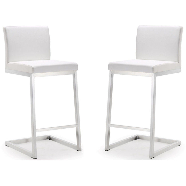 Parma White Stainless Steel Counter Stool - Set of 2
