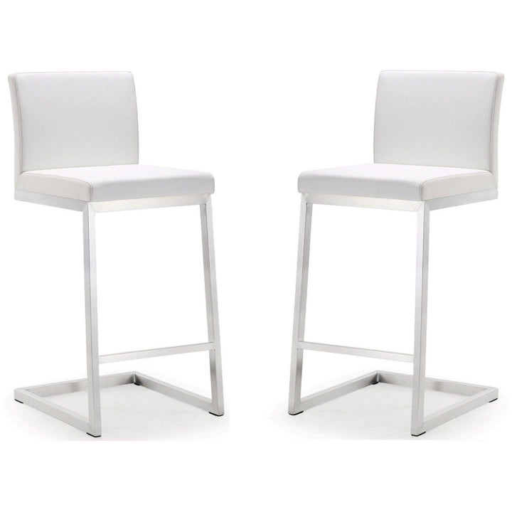 Parma White Stainless Steel Counter Stool - Set of 2