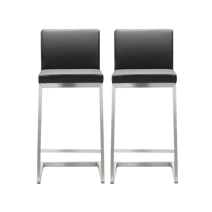 Parma Grey Stainless Steel Counter Stool - Set of 2