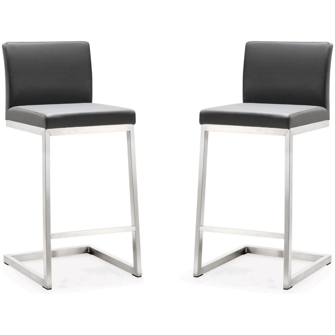 Parma Grey Stainless Steel Counter Stool - Set of 2
