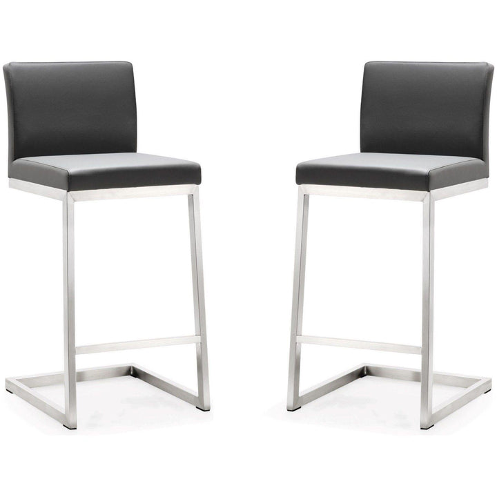 Parma Grey Stainless Steel Counter Stool - Set of 2