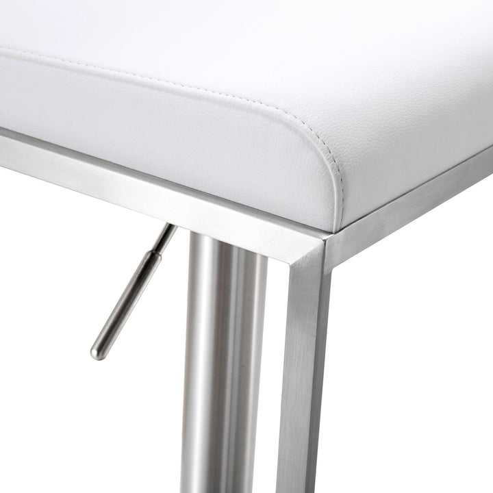 Amalfi White Stainless Steel Adjustable Barstool