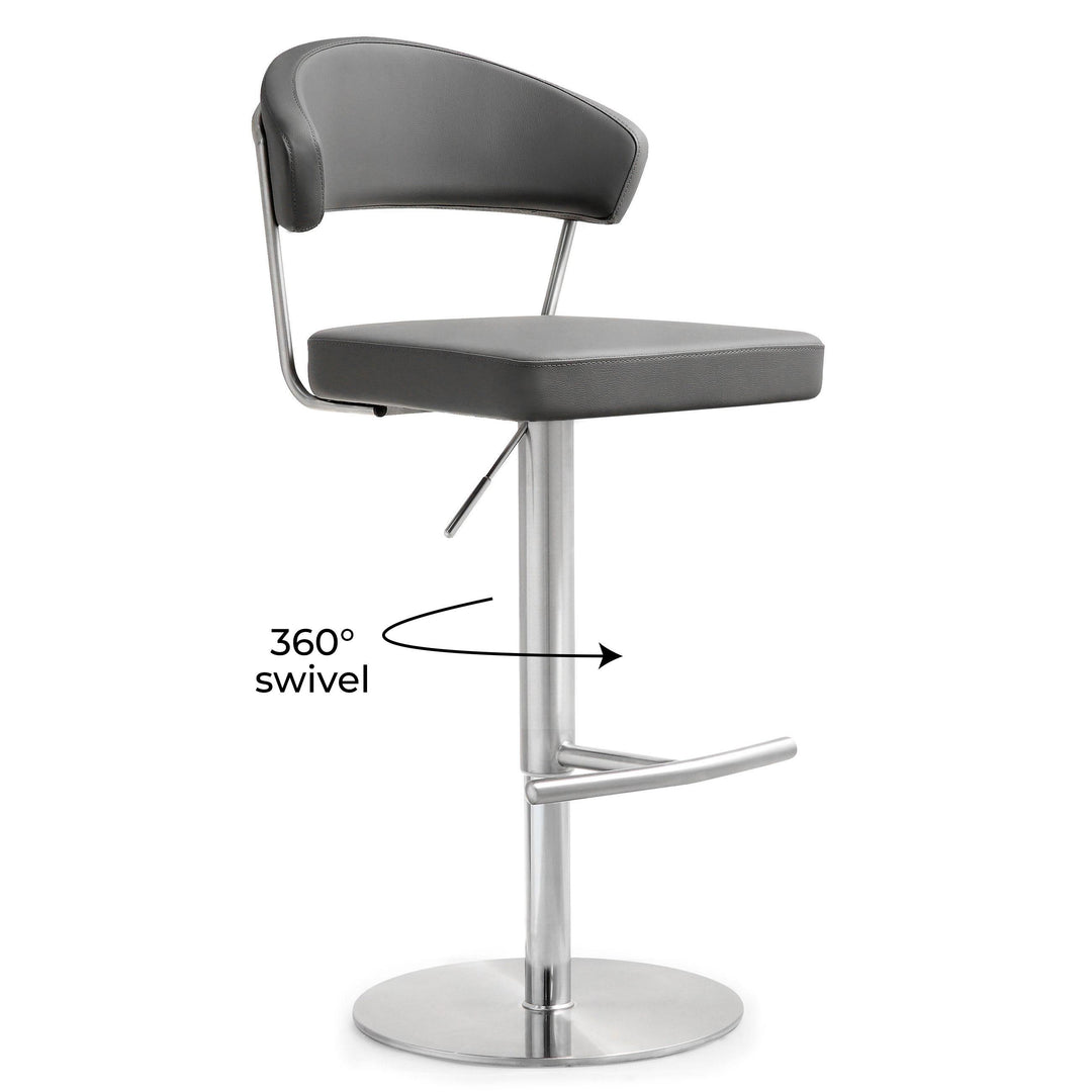 Cosmo Grey Stainless Steel Barstool