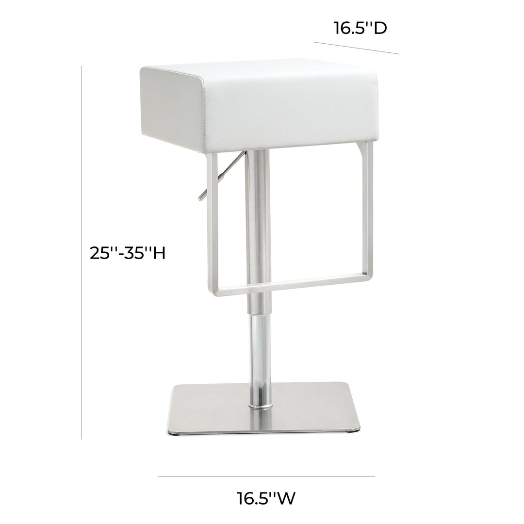 Seville White Stainless Adjustable Barstool