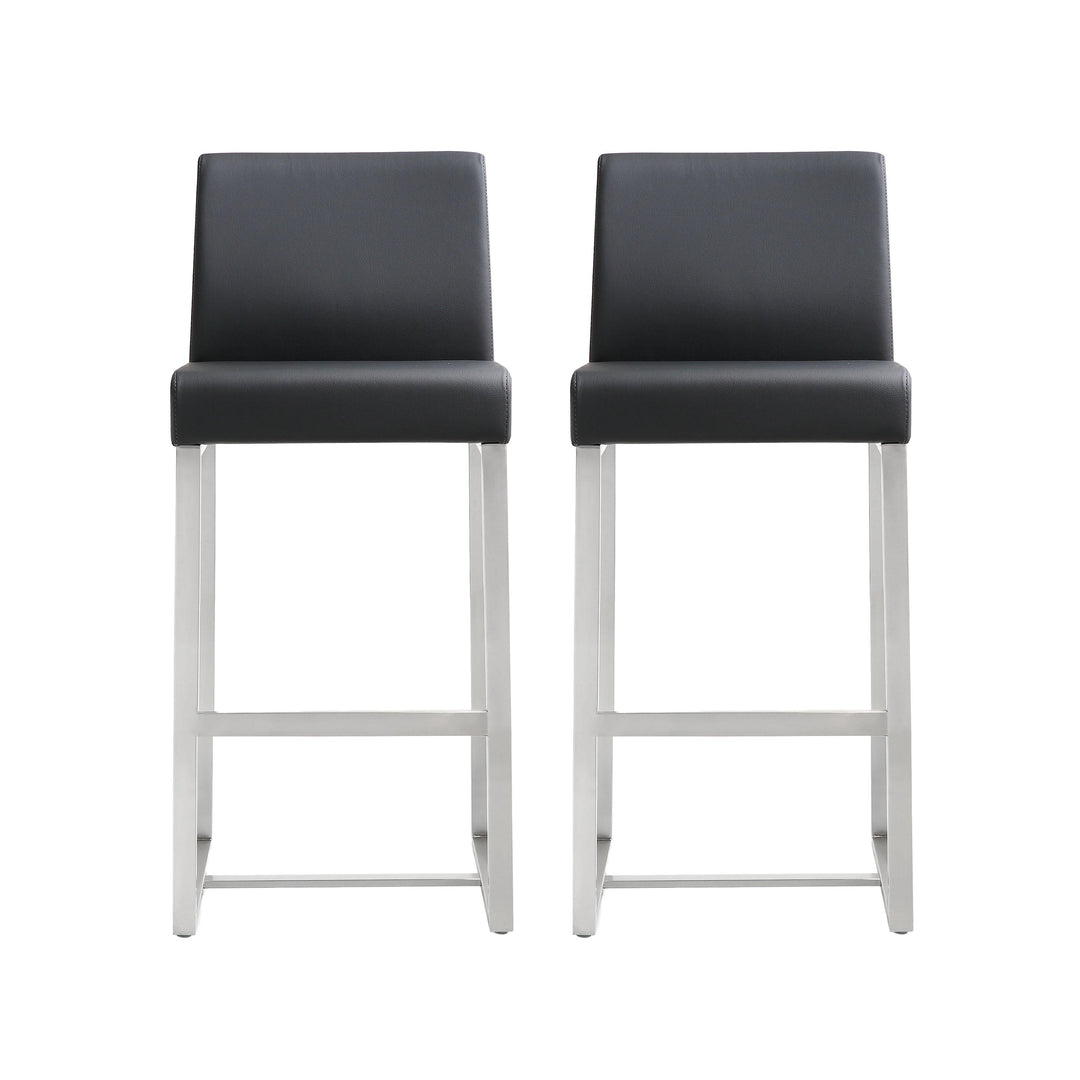 Denmark Black Stainless Steel Counter Stool (Set of 2)