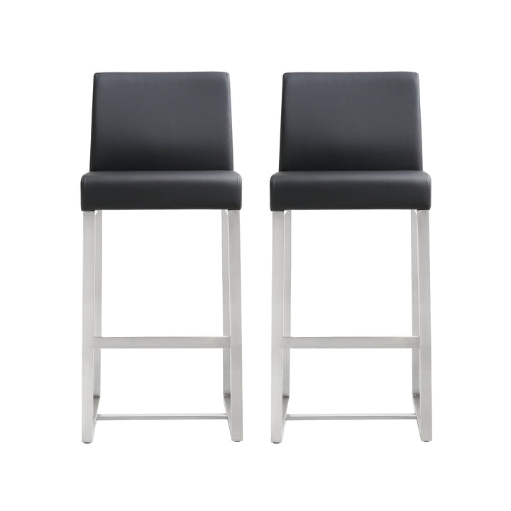 Denmark Black Stainless Steel Counter Stool (Set of 2)