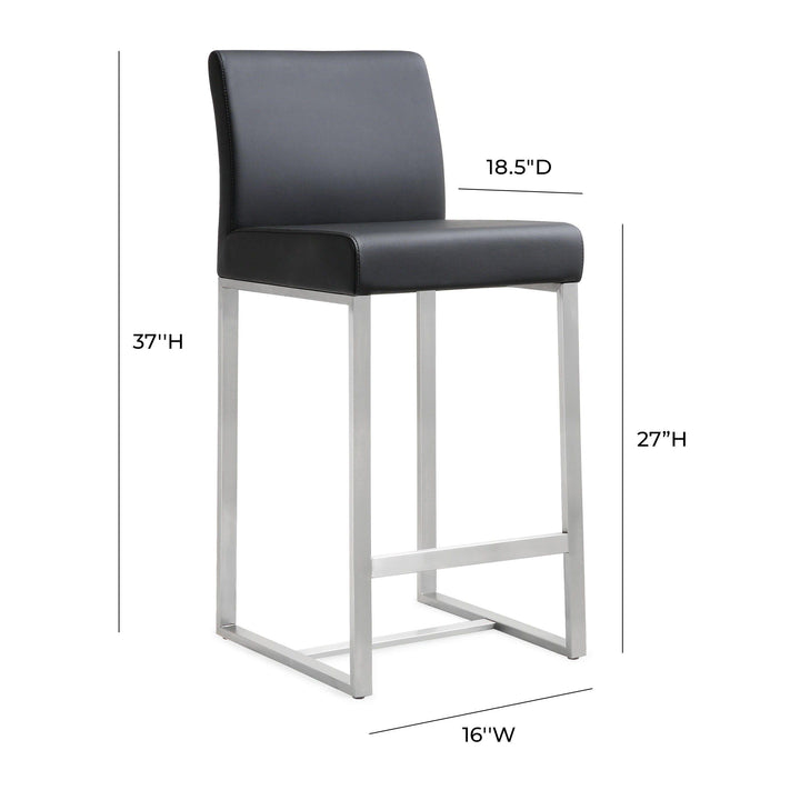 Denmark Black Stainless Steel Counter Stool (Set of 2)