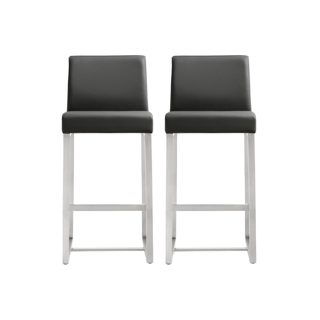 Denmark Grey Stainless Steel Counter Stool (Set of 2)