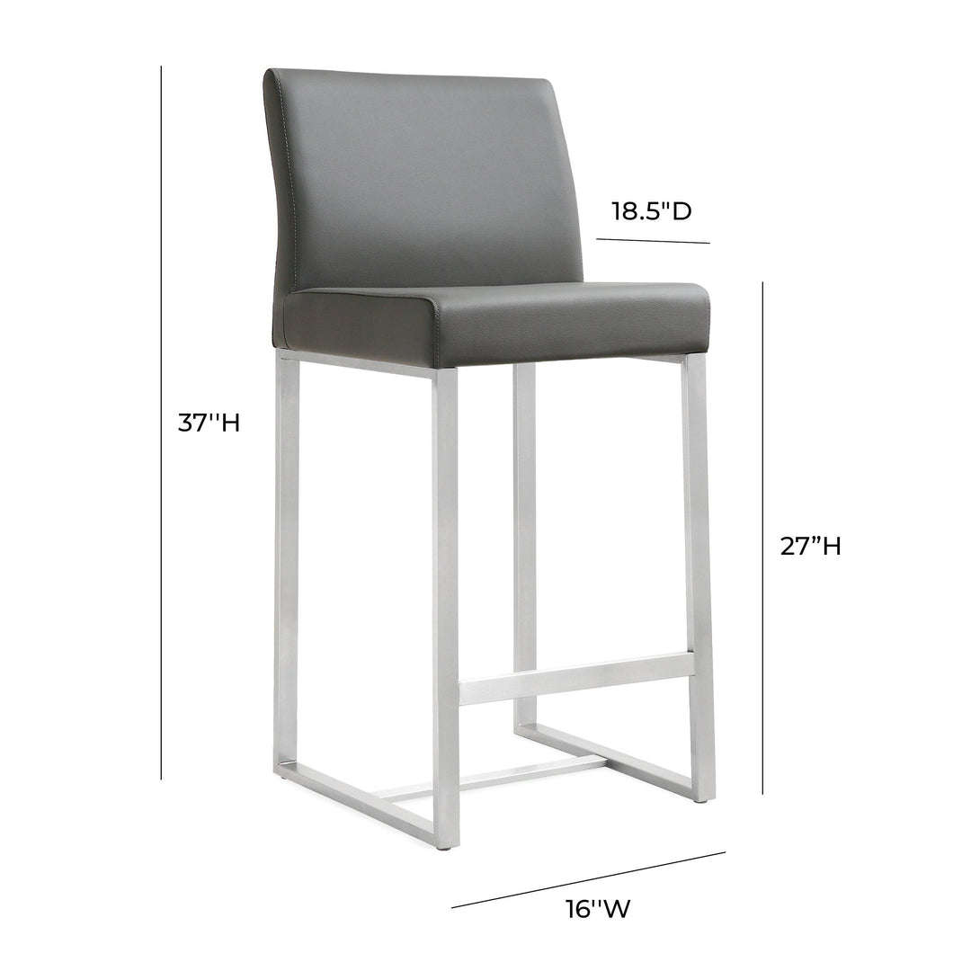 Denmark Grey Stainless Steel Counter Stool (Set of 2)