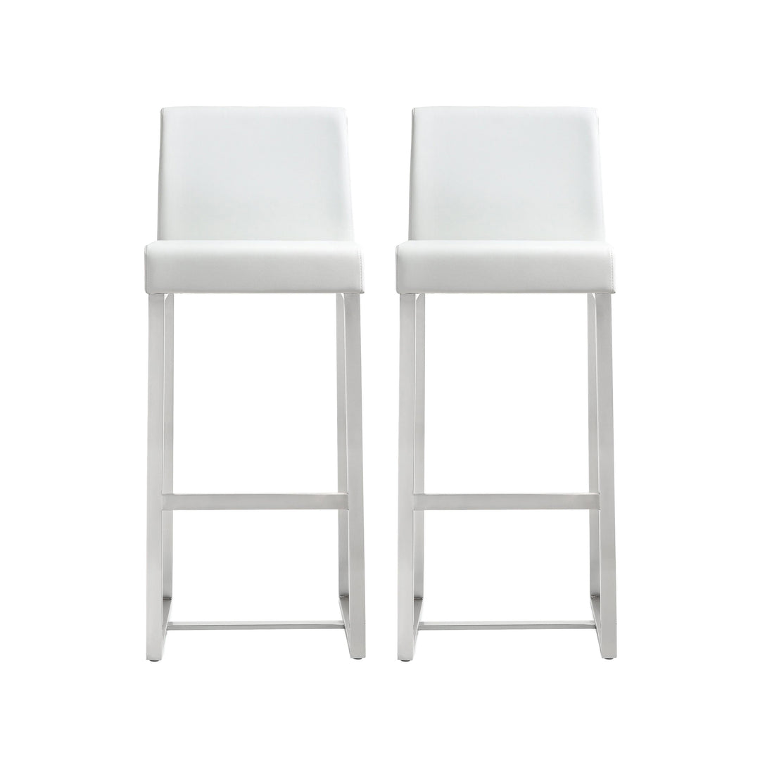 Denmark White Stainless Steel Barstool (Set of 2)