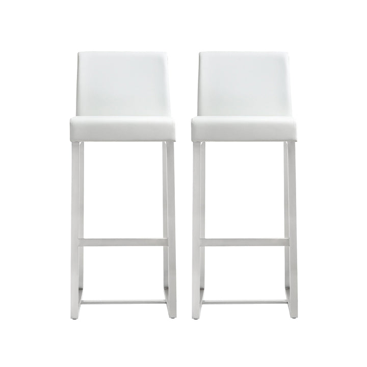 Denmark White Stainless Steel Barstool (Set of 2)