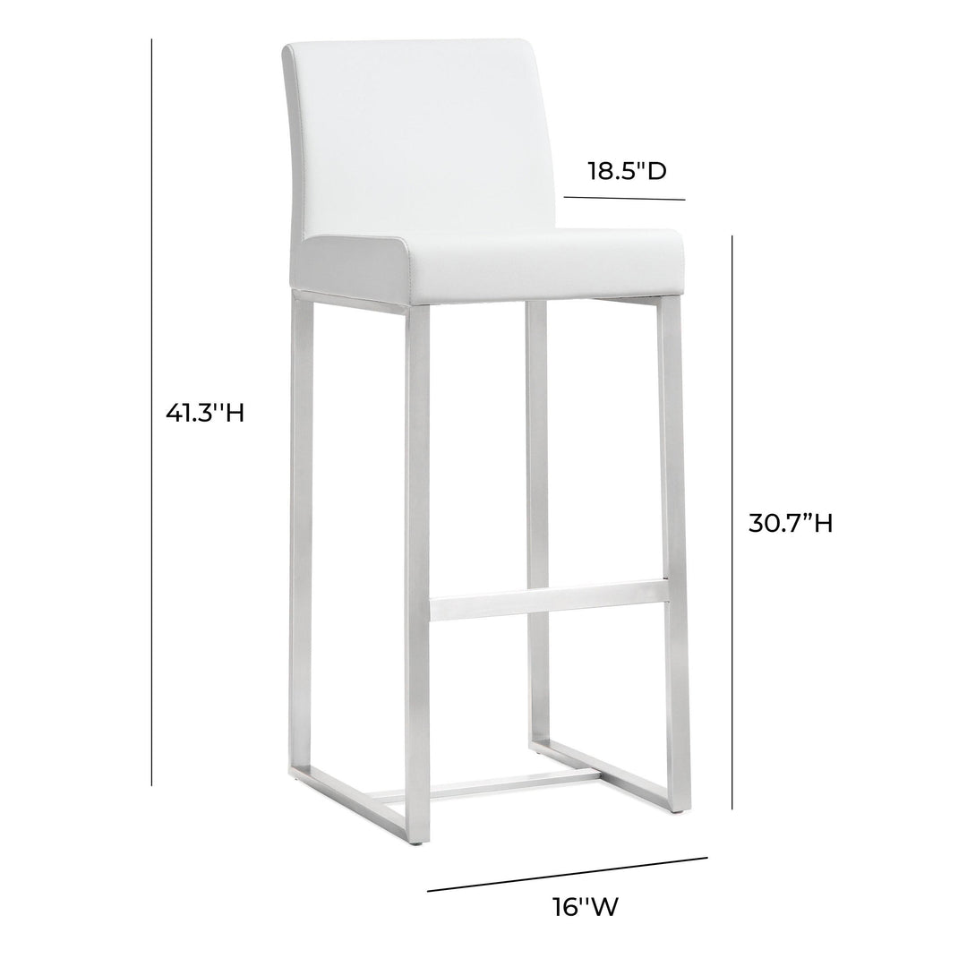 Denmark White Stainless Steel Barstool (Set of 2)