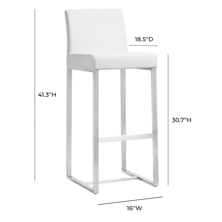 Denmark White Stainless Steel Barstool (Set of 2)