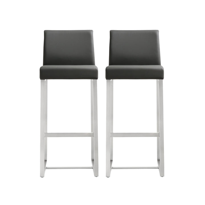 Denmark Grey Stainless Steel Barstool (Set of 2)