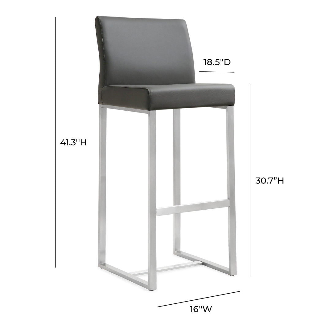 Denmark Grey Stainless Steel Barstool (Set of 2)