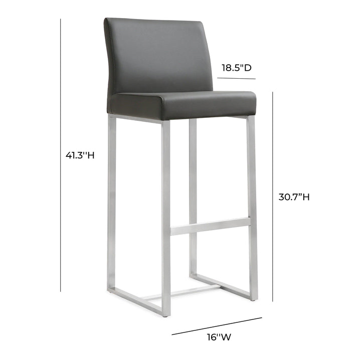 Denmark Grey Stainless Steel Barstool (Set of 2)