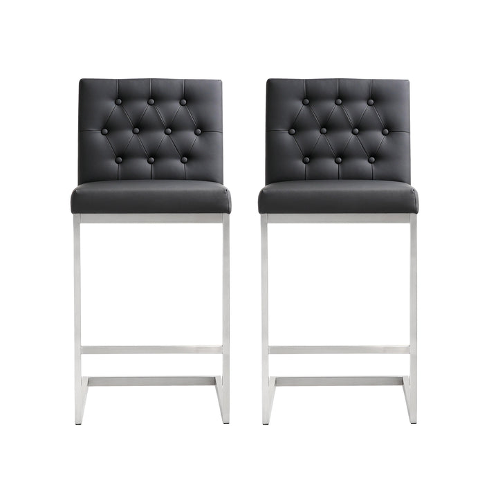 Helsinki Black Stainless Steel Counter Stool - Set of 2