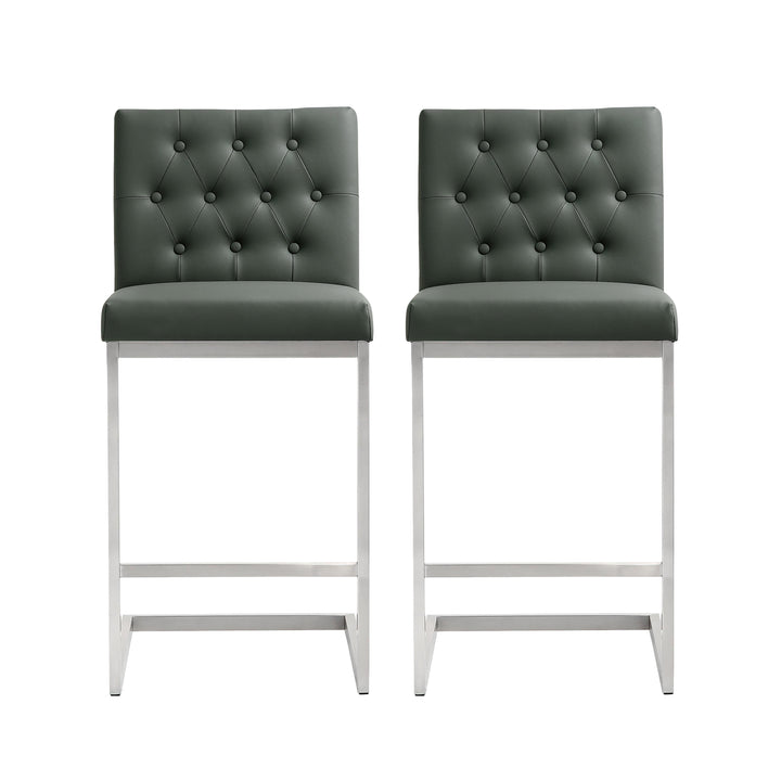 Helsinki Grey Stainless Steel Counter Stool - Set of 2