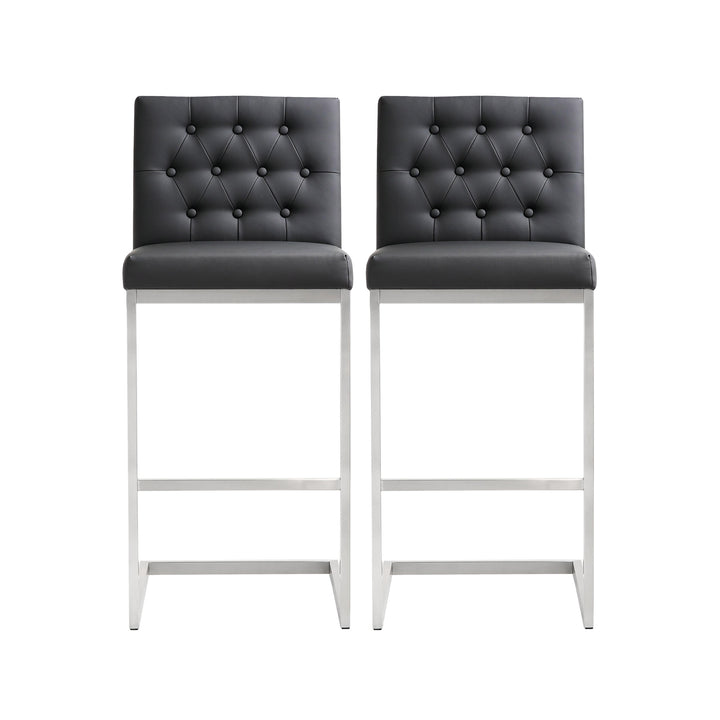 Helsinki Black Stainless Steel Barstool - Set of 2