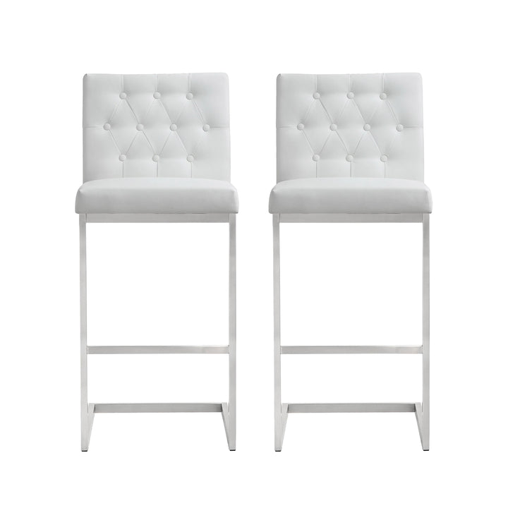 Helsinki White Stainless Steel Barstool - Set of 2