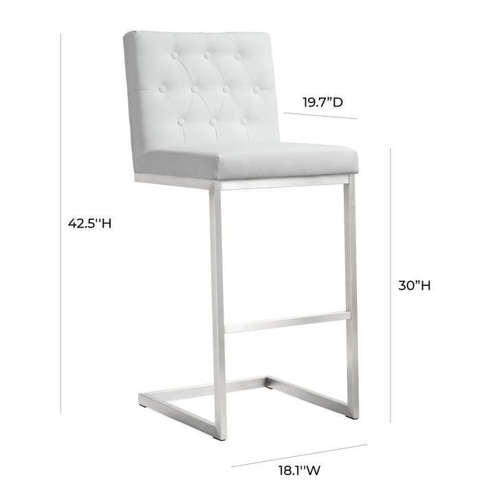 Helsinki White Stainless Steel Barstool - Set of 2