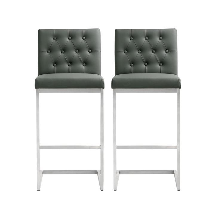 Helsinki Grey Stainless Steel Barstool - Set of 2