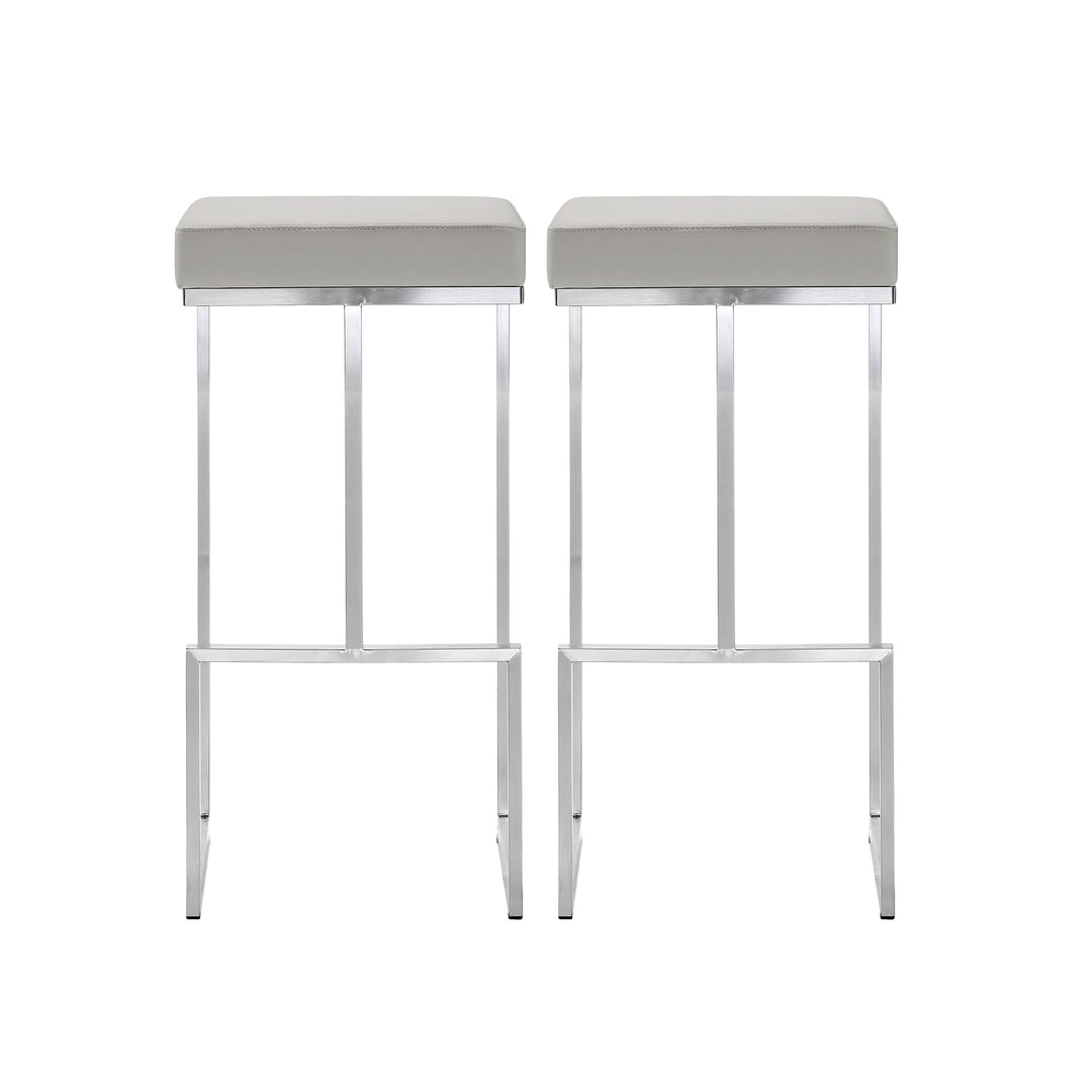 Ferrara Light Grey Stainless Steel Barstool (Set of 2)