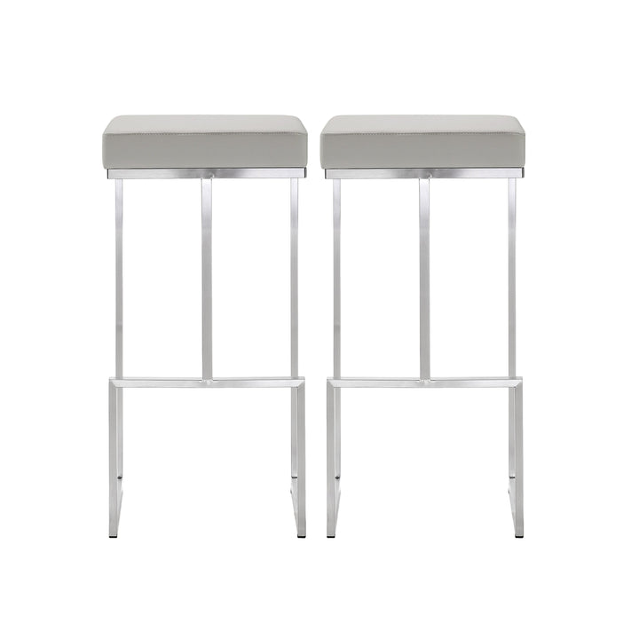 Ferrara Light Grey Stainless Steel Barstool (Set of 2)