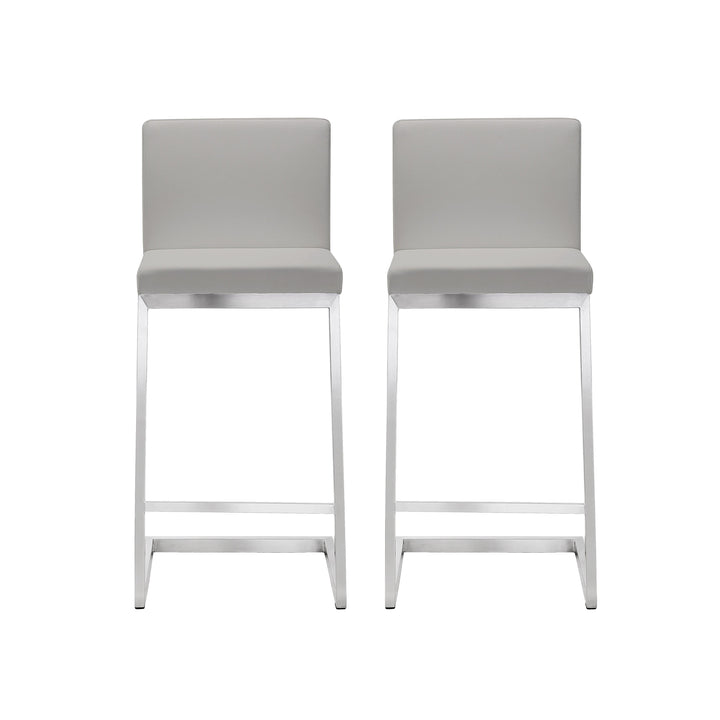 Parma Light Grey Stainless Steel Counter Stool (Set of 2)