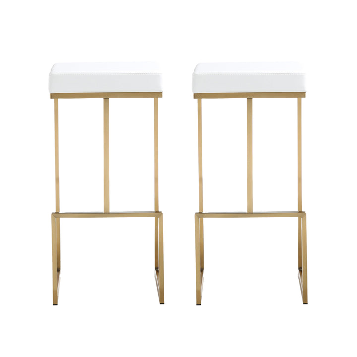 Ferra White Gold Steel Barstool (Set of 2)