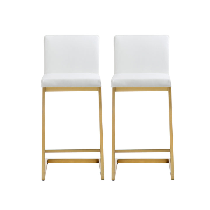 Parma White Gold Steel Counter Stool (Set of 2)