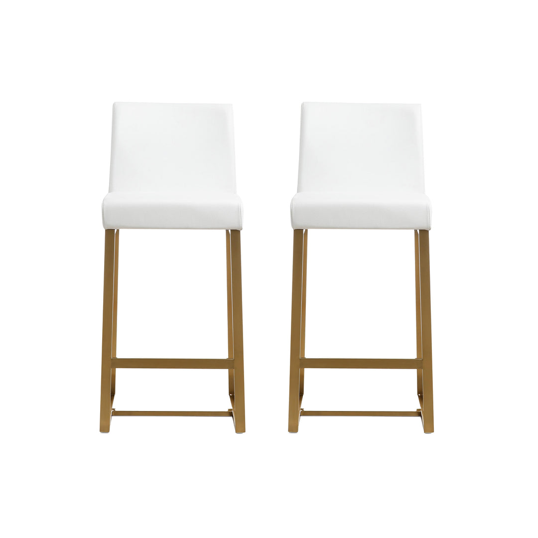 Denmark White Gold Steel Counter Stool (Set of 2)