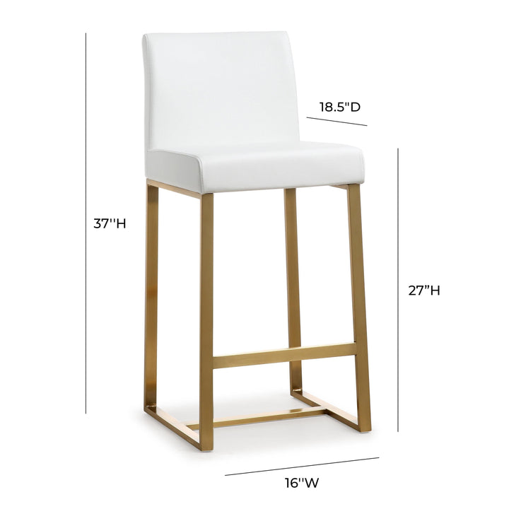 Denmark White Gold Steel Counter Stool (Set of 2)