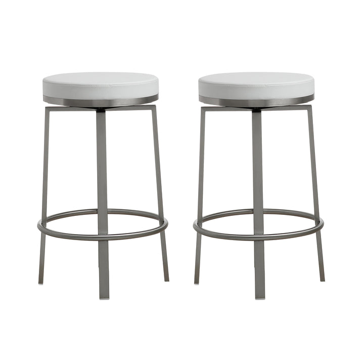 Pratt White Swivel Counter Stool - Set of 2