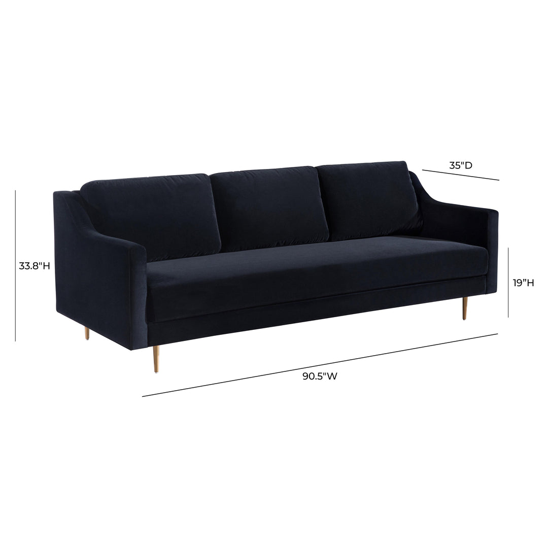 Milan Black Velvet Sofa