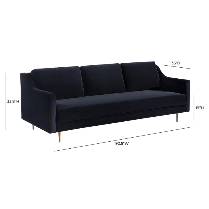 Milan Black Velvet Sofa